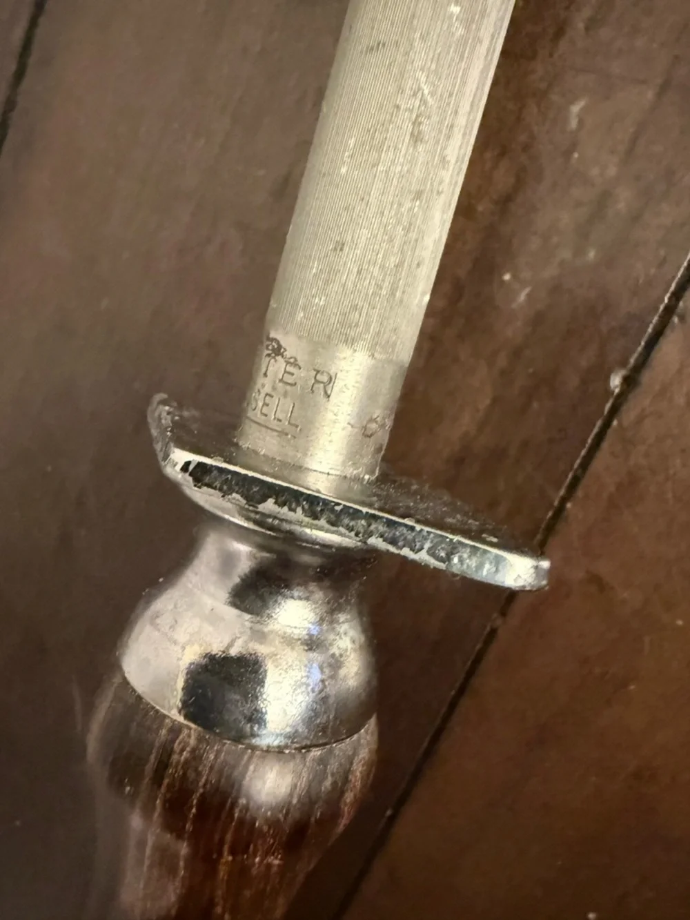 Vintage Dexter Russell Butcher Honing Steel Wood Handle Knife Sharpening Rod